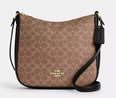 Coach Women's Tan/Black Ellie Signature Canvas & Leather File Bag (CZ177) - NWT - Image 1 of 4