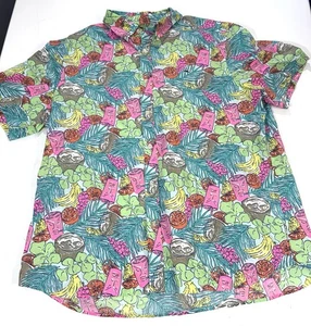 Camisa de manga corta con botones estampado Tiki tropical de Vineyard Vines para hombre talla XL - Imagen 1 de 7