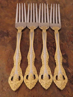 Oneida Golden Michelangelo Set of 4 Dinner Forks 18/10 Stainless Flatware Lot E - Image 1 of 4