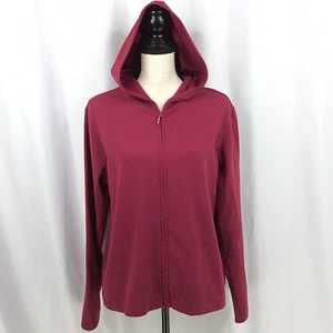 Coldwater Creek Hooded Jacket Womens Size Medium Magenta Stretch Full Zip Travel - Picture 1 of 7