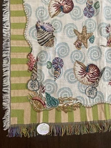 Susan Welsh Überwurf Decke Sea Shells Costal Goodwin Weavers - Bild 1 von 5