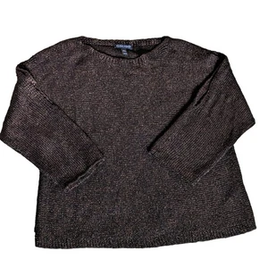 Eileen Fisher Organic Linen Blend Open 3/4 Sleeve Lightweight Summer Sweater - Picture 1 of 6
