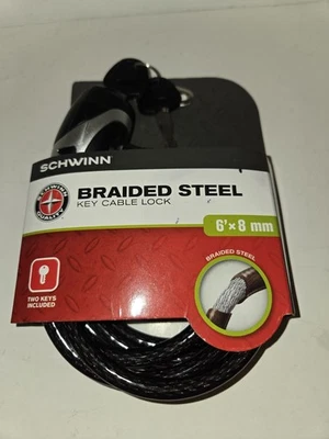 Schwinn Braided Steel  Key Cable Lock, 6-Feet x 8mm  - Image 1 of 2