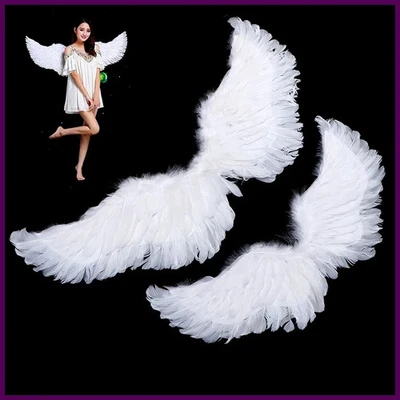 Kids Adult Party Swallow White Angel Feather Wings Halo Magic Wands Cosplay - Image 1 of 4
