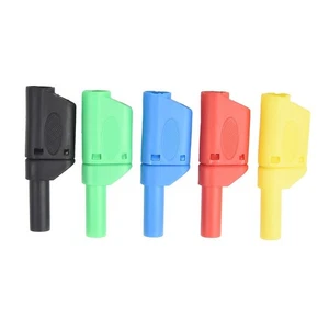 Wear Resistant Plastic Shells on 5pcs Stackable 4mm Male Banana Connectors - Picture 1 of 12