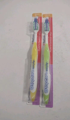 TopCare 牙刷,智能握把,柔软 2 件 黄色和绿色 — 第 1/4 张图片