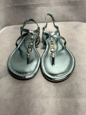 Guess Women’s MEAA Chain T Strap Sandal Lite Blue Size 7M NWOB - Image 1 of 4