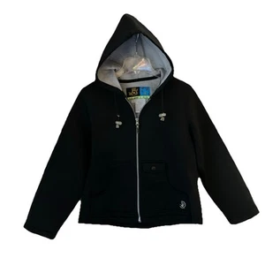 Mudd Damen Boxy Schwarz Kurz Scuba Reißverschluss Jacke Hoodie Mantel Langarm L - Bild 1 von 7