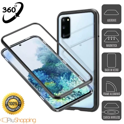 COVER CUSTODIA MAGNETICA ALLUMINIO VETRO TEMPERATO SAMSUNG GALAXY S20 S10 S9 S8 - Immagine 1 di 4