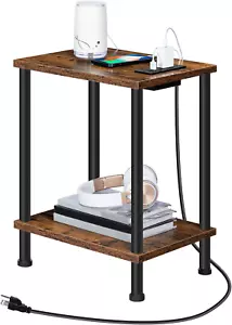 Side/End Table with Charging Station, USB Ports and Outlet, Nightstand with 2-La - Picture 1 of 12