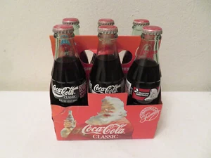 Paquete de seis botellas de vidrio clásicas de Navidad de Coca-Cola 1993 nuevo de lote antiguo - Imagen 1 de 11