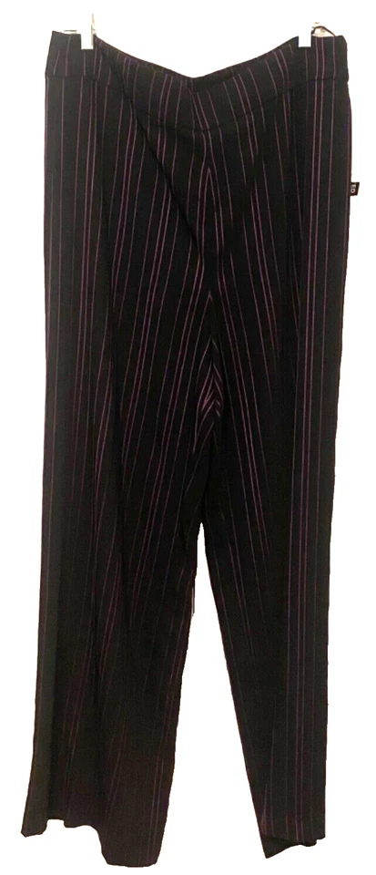 Bar III Suit Separates Wide Leg Pants Black/purple Pinstripe Size 14