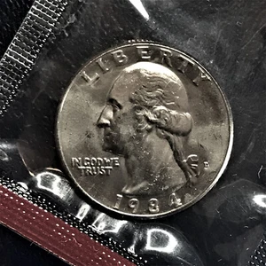 D Washington Quarter 1984 brillante sin circular desde el original como nuevo conjunto en violonchelo BU - Imagen 1 de 2