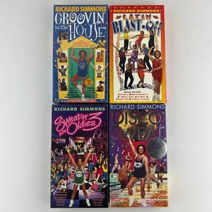 Richard Simmons Aerobic Fitness Exercise Groovin', Dancin' & Sweatin' VHS 4 Tape - Picture 1 of 2