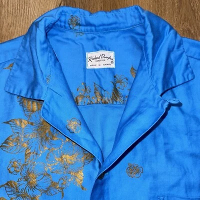 Vintage Richard Douglas Shirt Mens Loop Collar Made in Hawaii MCM 50s 60s Medium - Image 1 of 4