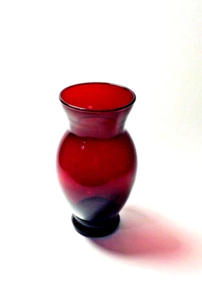 Vintage Anchor Hocking Transparent Ruby Red Flower Vase 6 1/2" - Image 1 of 4