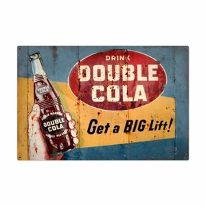 DOUBLE COLA SODA POP GET BIG LIFT 36" HEAVY DUTY USA MADE METAL ADVERTISING SIGN - Picture 1 of 1