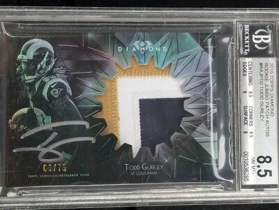 TODD GURLY - 2015 TOPPS Diamond Rookie Jumbo Patch Auto #'d 06/75 BGS 8.5NM-MT+ - Image 1 of 4