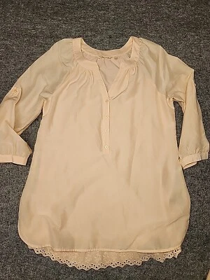 Camisa Soft Surroundings Mujer Mediana Rosa Teresa Túnica Mezcla Seda Romántica Boho Foto 1 de 4