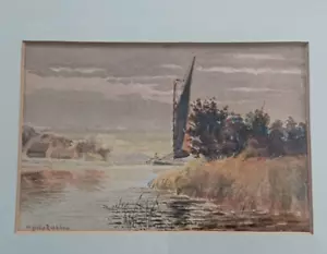 Norfolk Broads Aquarellgemälde von William Leslie Rackham (1864-1944) - Bild 1 von 5