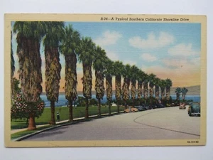 Southern California Shoreline Drive Vintage Leinen Postkarte - Bild 1 von 2
