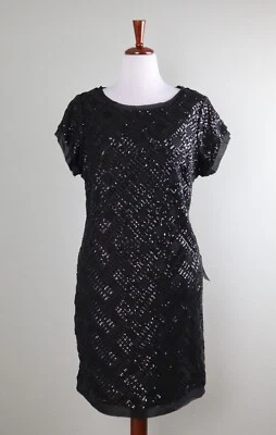 ELIZA J NWT $148 Black Sequin Embellished Lined Shift Evening Dress Size 14W - Image 1 of 4