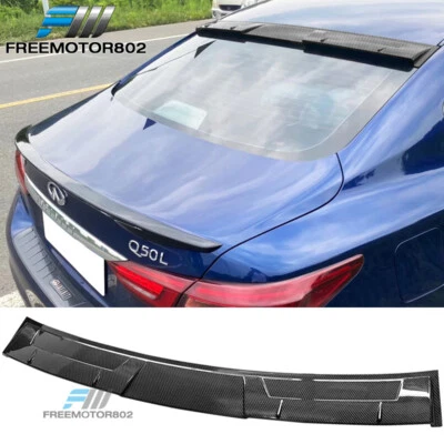 Fit 14-24 Infiniti Q50 Carbon Fiber Print PP Rear Window Roof Spoiler Wing - Image 1 of 4