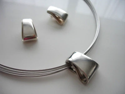 Pierre Lang SET Echtsilber 925 Ohrringe Anhänger Silber Rarität - Bild 1 von 3