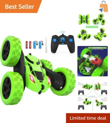Green Remote-Controlled Stunt Car with Dual-Sided Action & Long Playtime - Image 1 of 4
