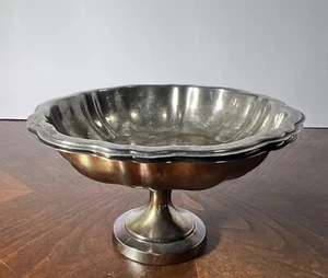 Vtg. Oneida USA 3x6 Silverplate Round Scalloped Pedestal Compote Candy Dish - Picture 1 of 8