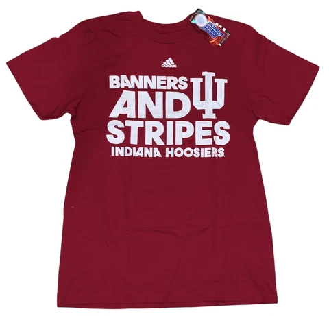 Indiana Hoosiers Adidas Red Banners and Stripes Short Sleeve Tee Shirt NEW!! Cover