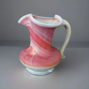 Pink & White Slag Glass 4.75” Creamer Pitcher Mint Condition - Picture 1 of 11