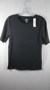 J Crew Shirt Womens M Black Perfect Fit Scoop Neck Tee Casual Capsule Breathable - Picture 1 of 9