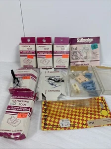 Vintage Nähen Füße Satinedge Janome Fransen Biesen Teflon Paspel Graben Quilt - Bild 1 von 15