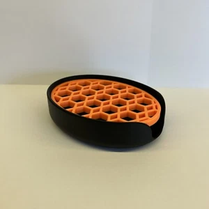 Soap Dish / Holder With Drainer. Orange Top And Black Bottom - Picture 1 of 4