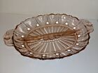 Vintage Pink Depression Glass Divided Tray, Oyster & Pearl Relish Dish