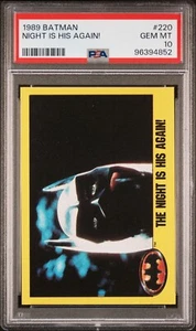 1989 Topps Batman #220 Night his again Keaton Dark Knight PSA 10 GEM MINT POP 1 - Picture 1 of 2