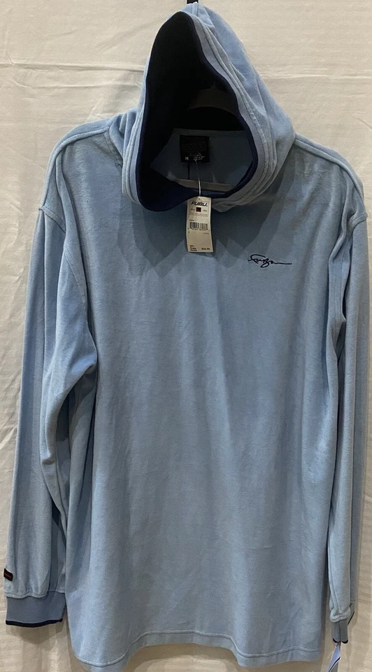 Sudadera con Capucha de Terciopelo Fubu De Colección Hip Hop Años 90 Y2K | Borde Azul Alto/Azul Marino | Para Hombre M Foto 1 de 4