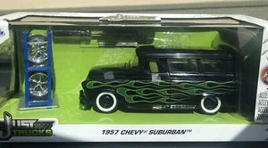1957 🔥Chevrolet Suburban 🔥Black with Green Flames and Extra Wheels Just Trucks - Picture 1 of 3