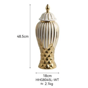 Vaso ceramica oro lusso decorazione casa europea esposizione matrimonio centrotavola regalo - Foto 1 di 11