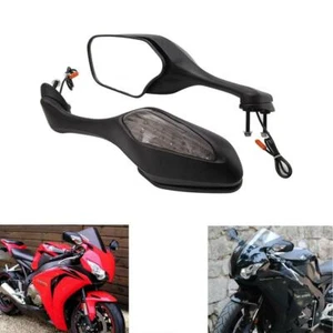 Motorcycle LED Turn Signal Rearview Mirrors For Honda CBR600RR 1000RR 500R 250R - Picture 1 of 12