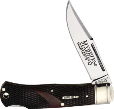 Marbles Lockback Brown Checkered Folding Stainless Steel Pocket Knife 677 - Image 1 of 2