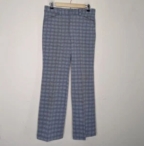 VTG 1970s Bell Bottom Disco Pants Farah Blue Black (Measures 31x28) *See Descrip - Picture 1 of 8