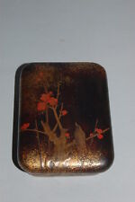 Small gold makie lacquer box for incense or cosmetics, bird in plum tree, Japan