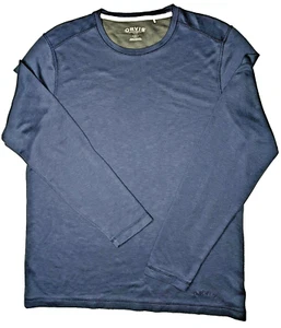 Orvis T-Shirt Mens Medium Navy Blue Casting Crew LS Embroidered Spellout Logo - Picture 1 of 6