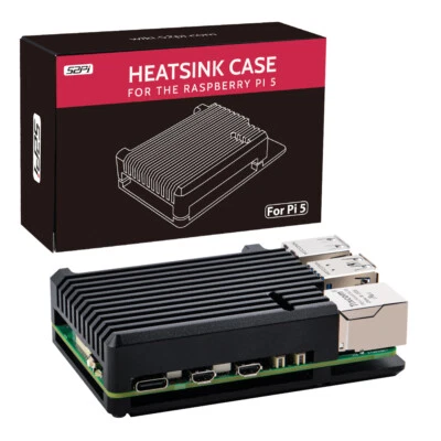Raspberry Pi 5 Aluminum Heatsink Case Black Enlosure Shell with fan for RPI 5 - Image 1 of 4