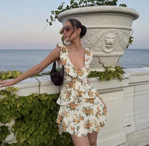 Zimmermann Golden Flutter Dress 1 / AU 8 10 / US 4 6 / S M Floral Linen Mini - Bild 1 von 11