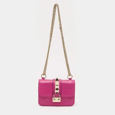 Valentino Fuchsia Leather Mini Rockstud Glam Lock Shoulder Bag - Image 1 of 4