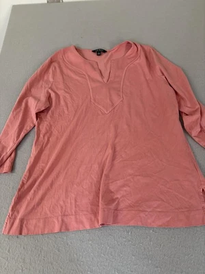 Lauren Ralph Lauren рубашка женщин XL розовый раздельный воротник туника Топ 3/4 рукав хлопок - Изображение 1 из 4
