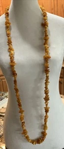 Vintage Antique USSR Genuine Natural Baltic Amber Butterscotch Beads 50” Estate - Picture 1 of 6